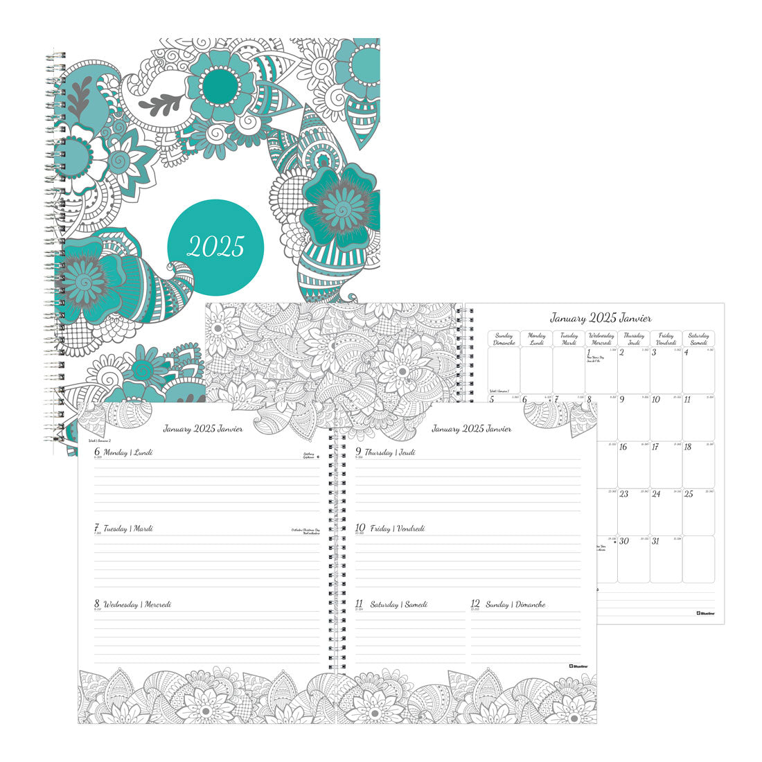 DoodlePlan™ Weekly Colouring Planner 2025, Bilingual, C2911B.01
