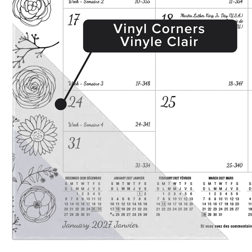 Monthly Desk Pad Calendar, DoodlePlan™, Bilingual, 2027 C2917311B-27 Blueline C2917311B