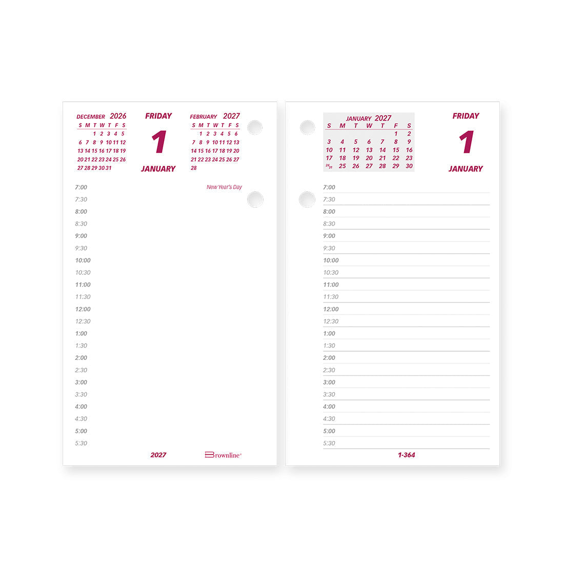 Daily Refill, English, 2027 C2R-27 Brownline C2R