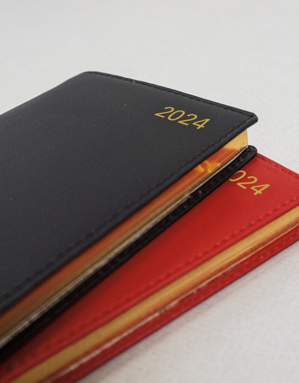 Belgravia Slim Landscape Week to View Leather Diary with Appointments and Planners 2024 - English#colour_red