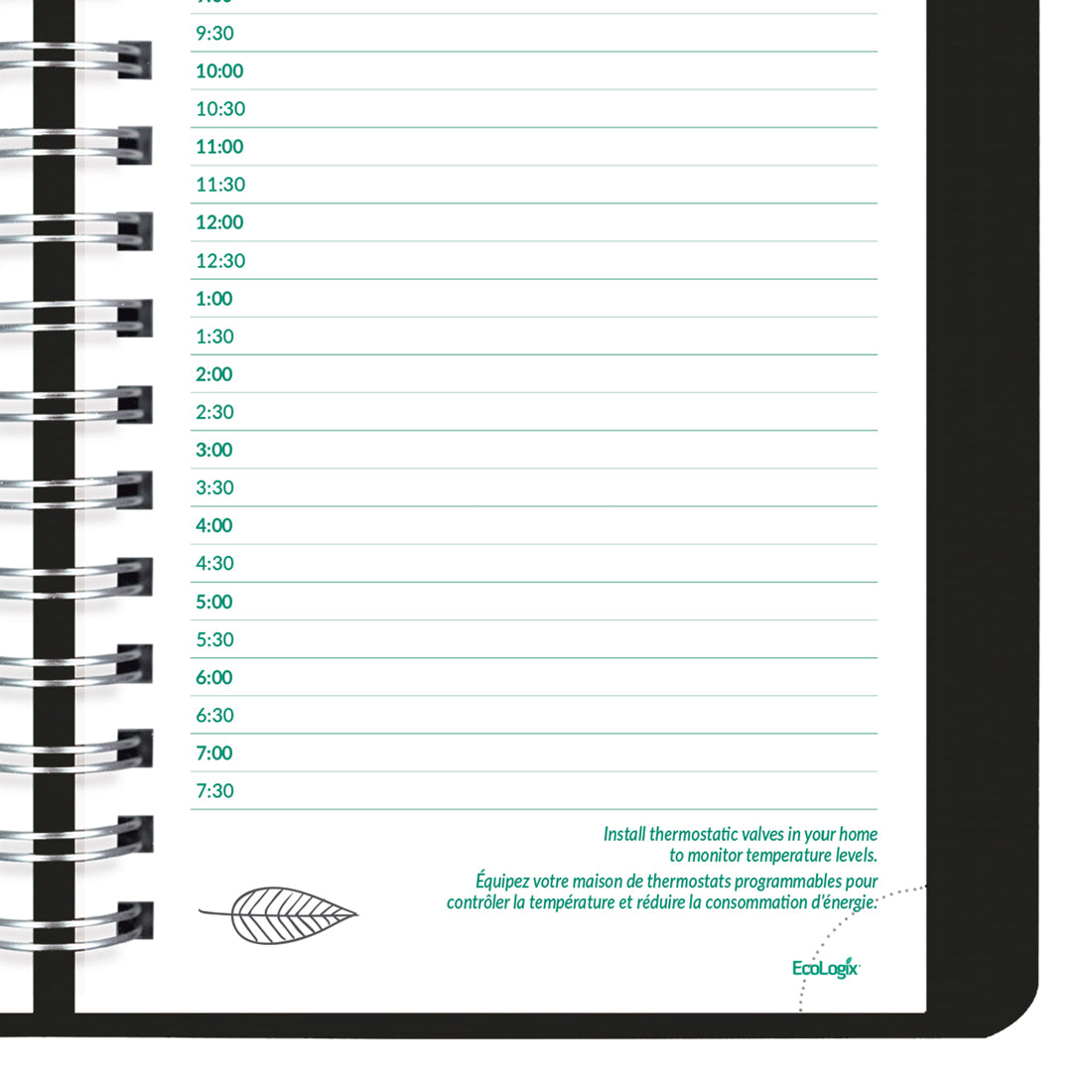 EcoLogix Daily Planner 2024, Bilingual, Black