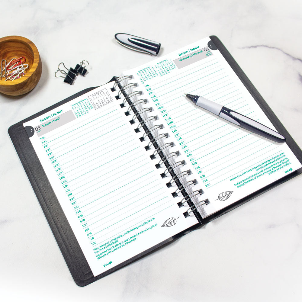 EcoLogix® Daily Appointment Book, 2027, Bilingual, Black (410W.81B-27 C410W.81B