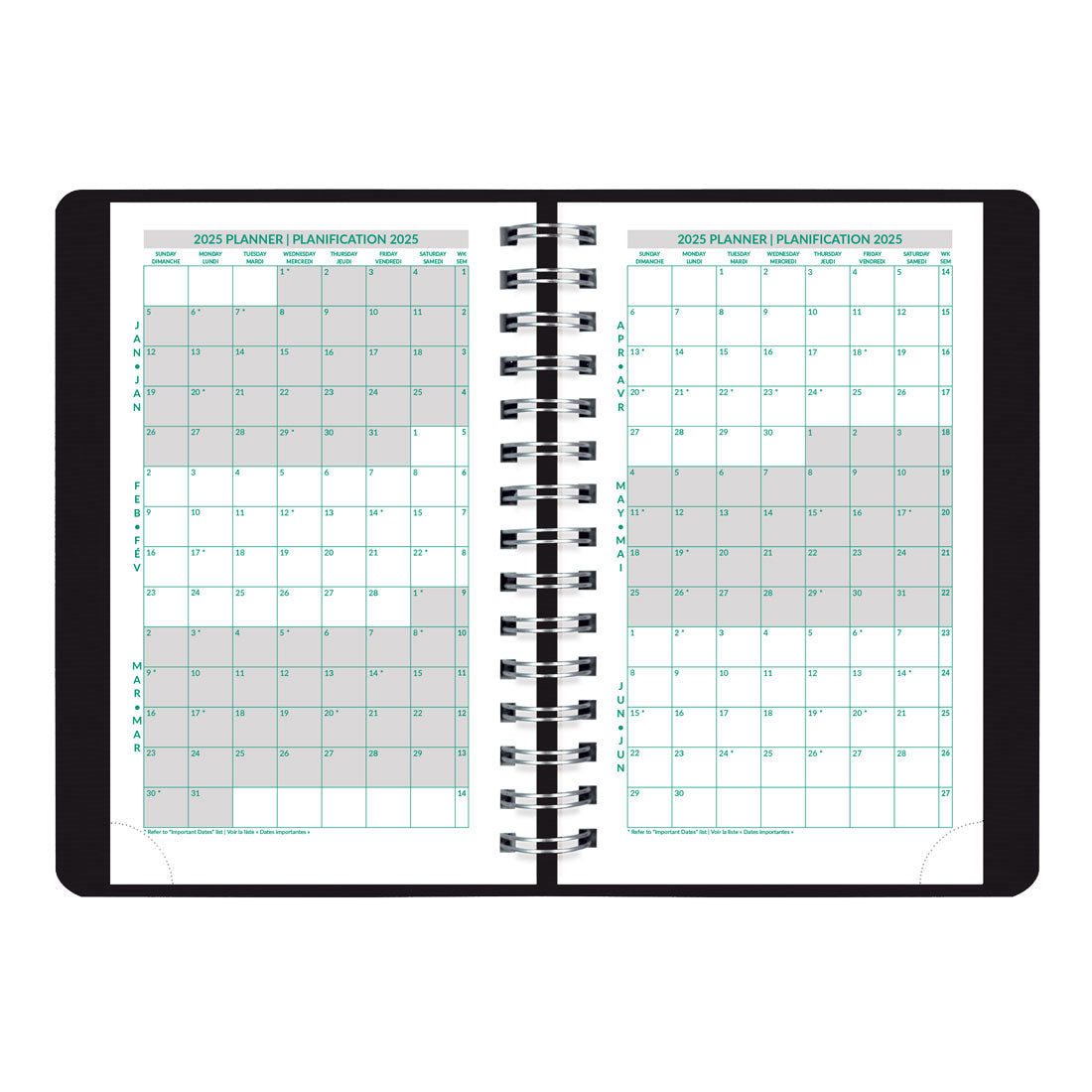 EcoLogix Daily Planner 2025, Bilingual, Black, C410W.81B