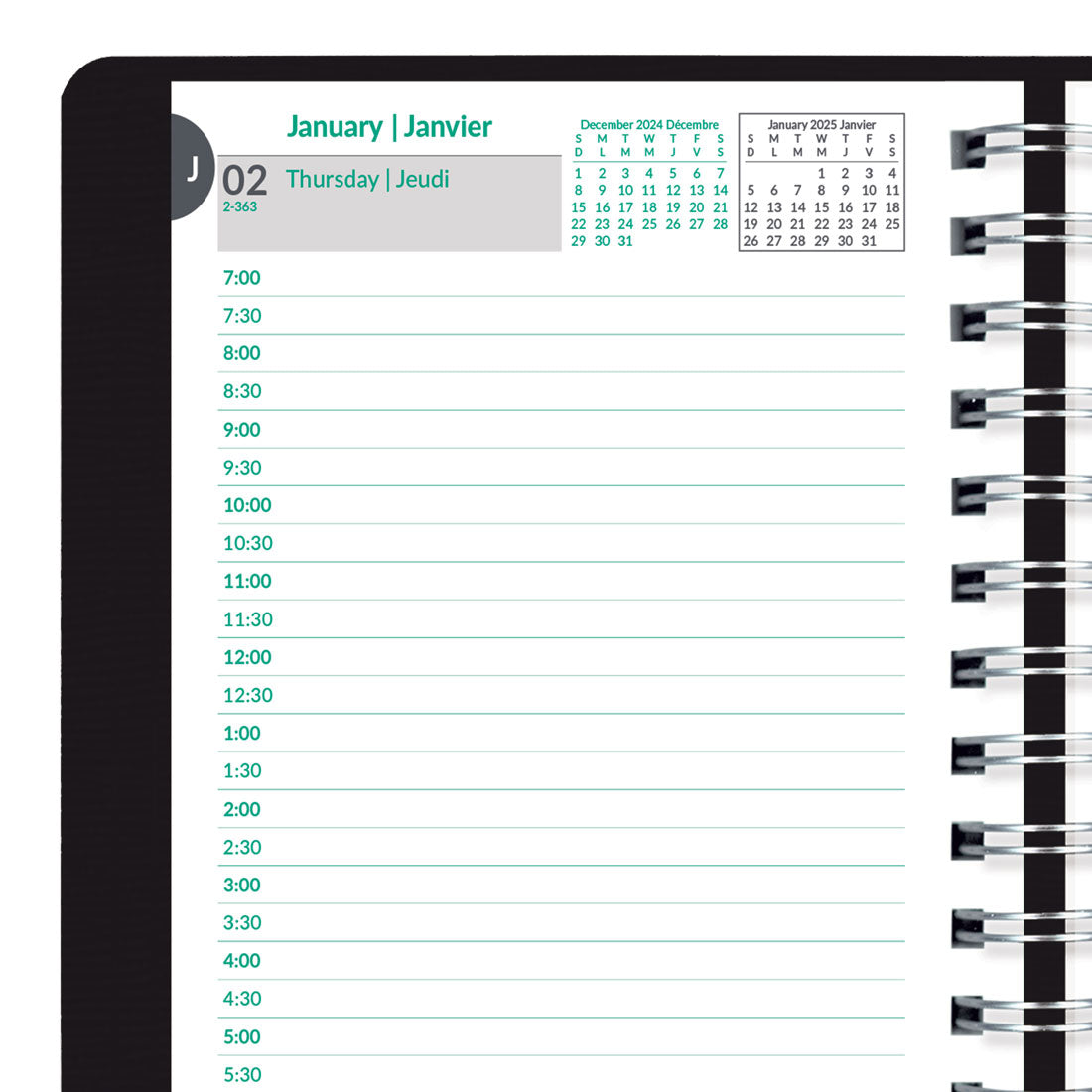 EcoLogix Daily Planner 2025, Bilingual, Black, C410W.81B