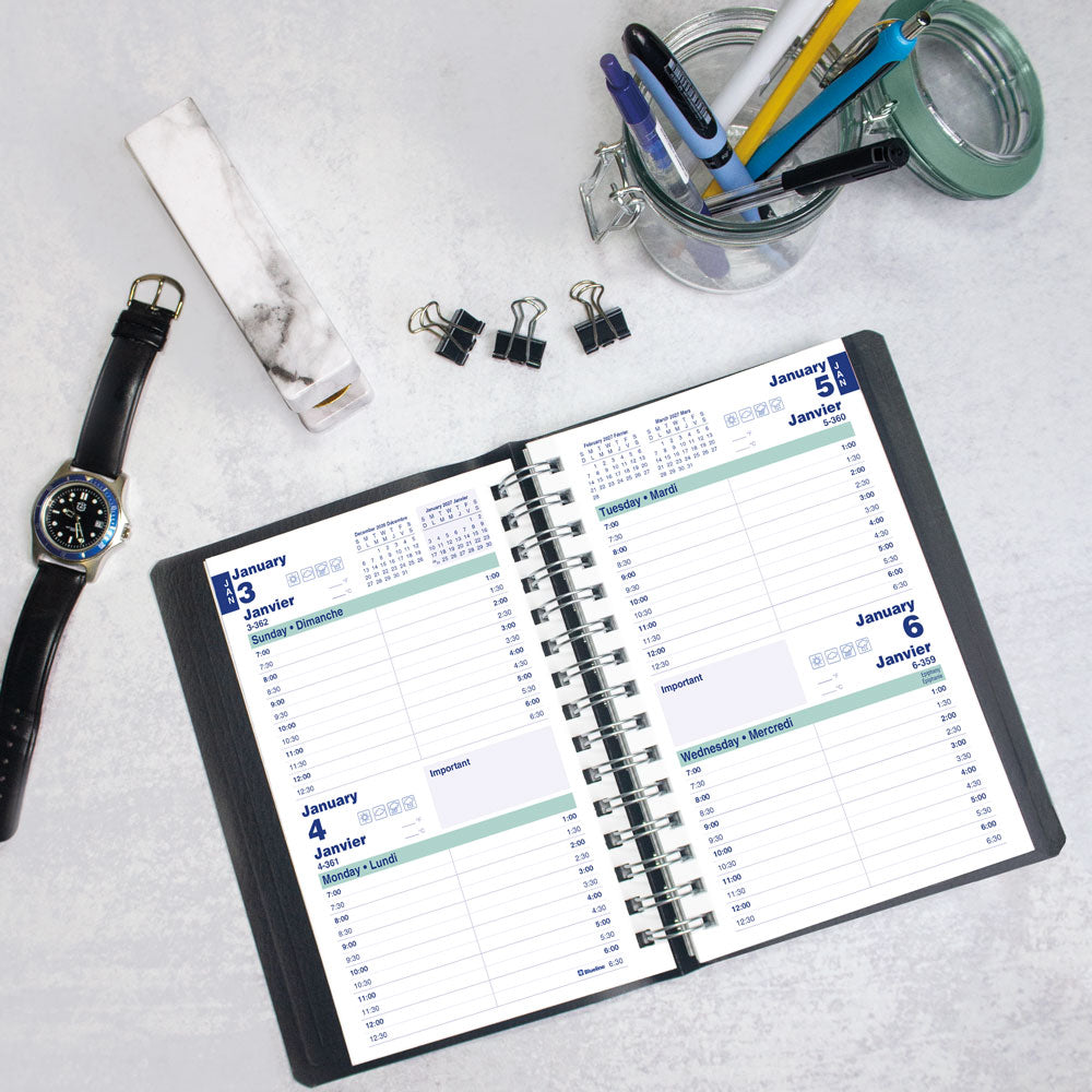Essential Two-Day Appointment Book, 2027, Bilingual, Black C5104.81BT-27 Blueline C5104.81BT