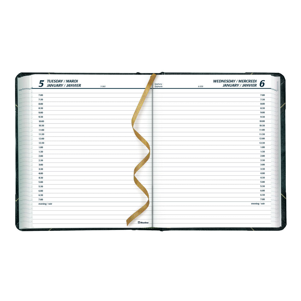 Traditional Daily Appointment Book, 2027, Bilingual, Marble Green C517B-27 Blueline C517B