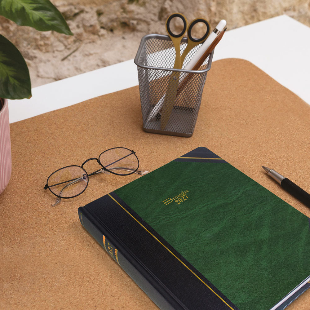 Traditional Daily Appointment Book, 2027, Bilingual, Marble Green C517B-27 Blueline C517B