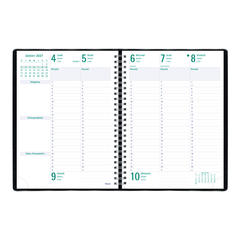 Timanager® Weekly/Monthly Appointment Book, 2027, French, 13 Months C5900.81F-27 Blueline C5900.81F