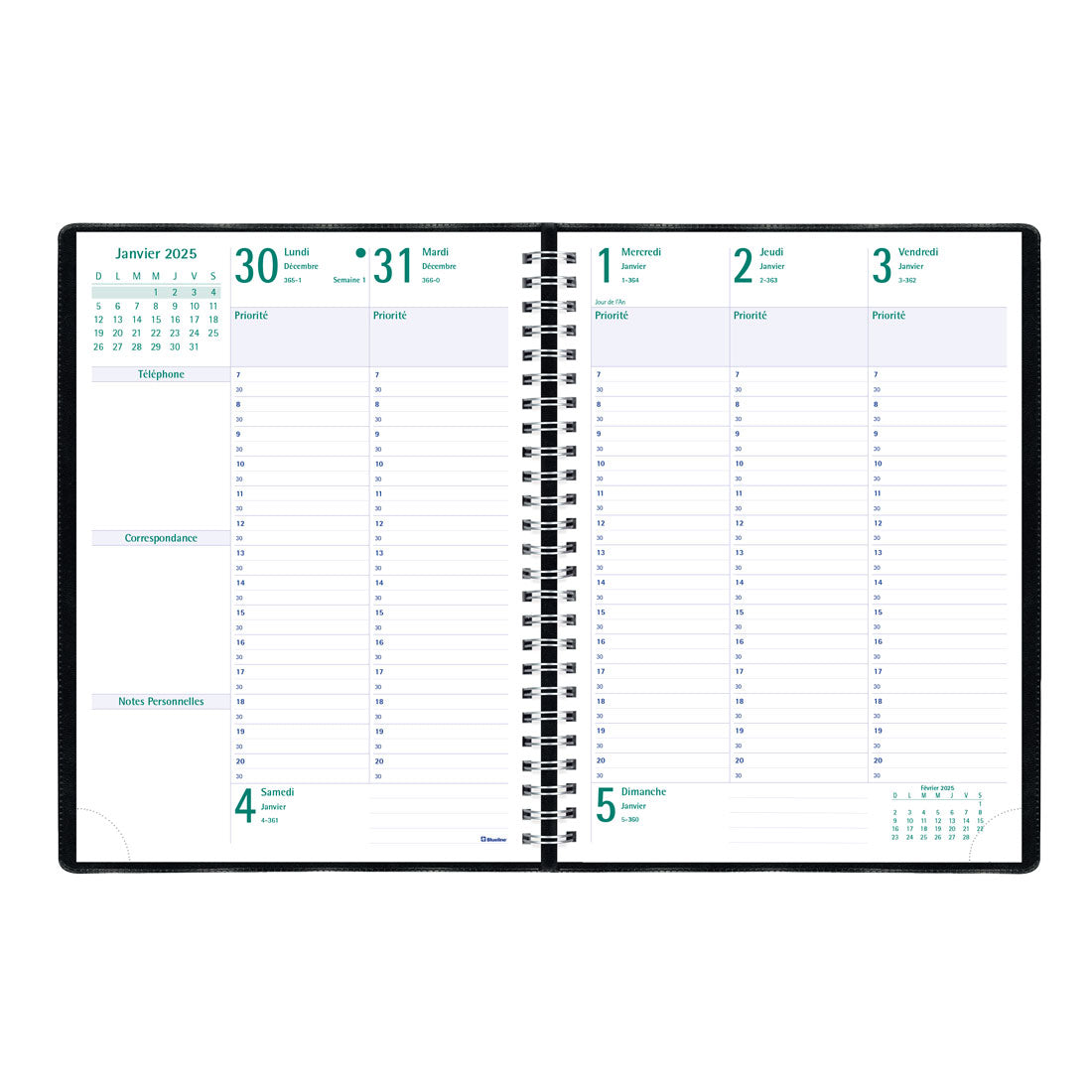 Timanager® Weekly Planner 2025, (French version), Black, C5900.81F