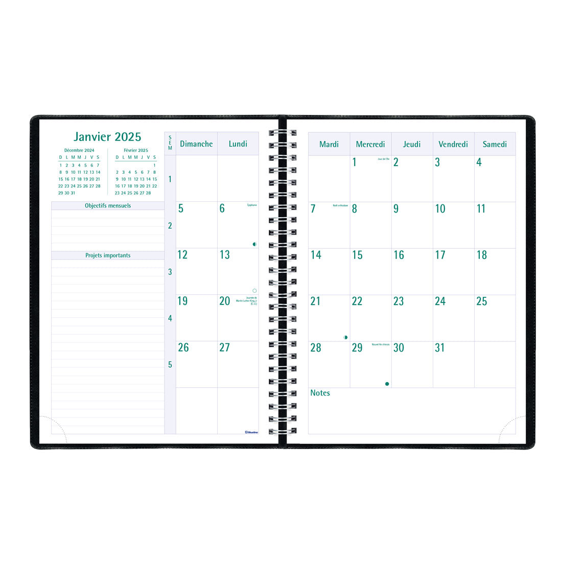 Timanager® Weekly Planner 2025, (French version), Black, C5900.81F