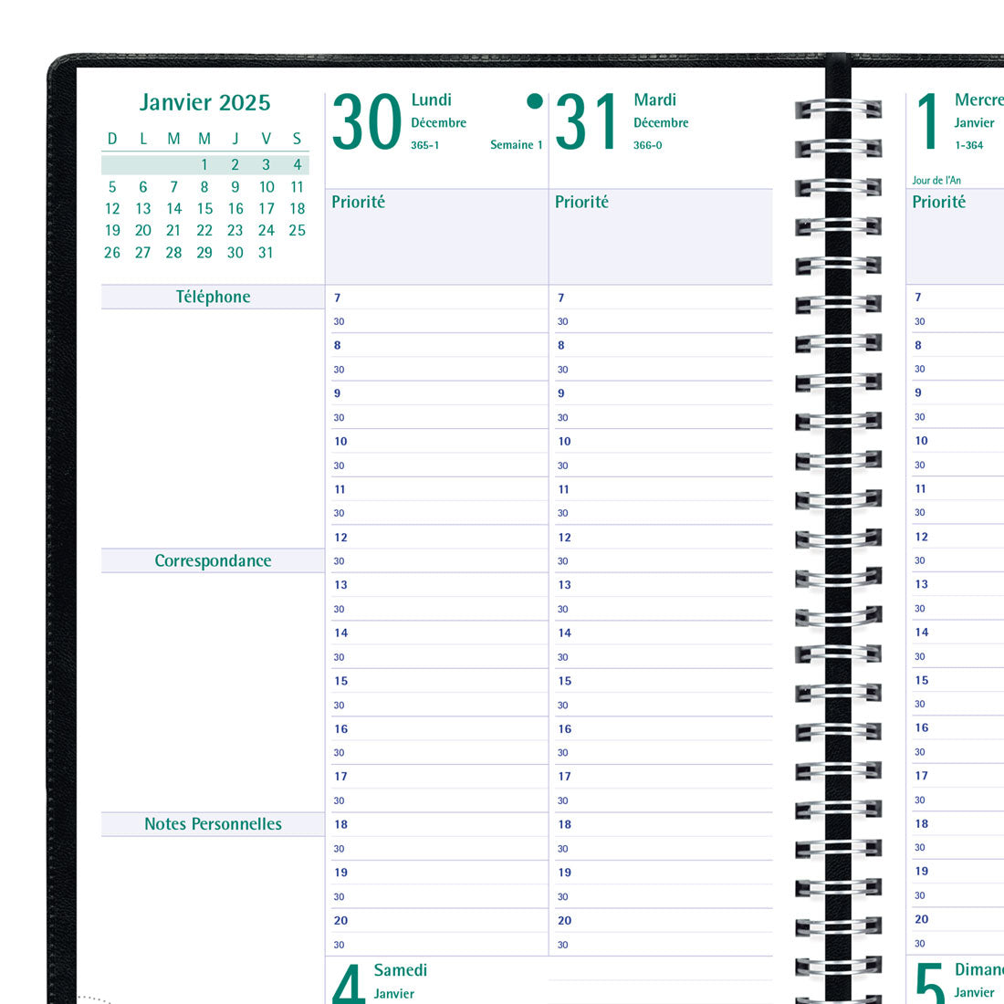 Timanager® Weekly Planner 2025, (French version), Black, C5900.81F