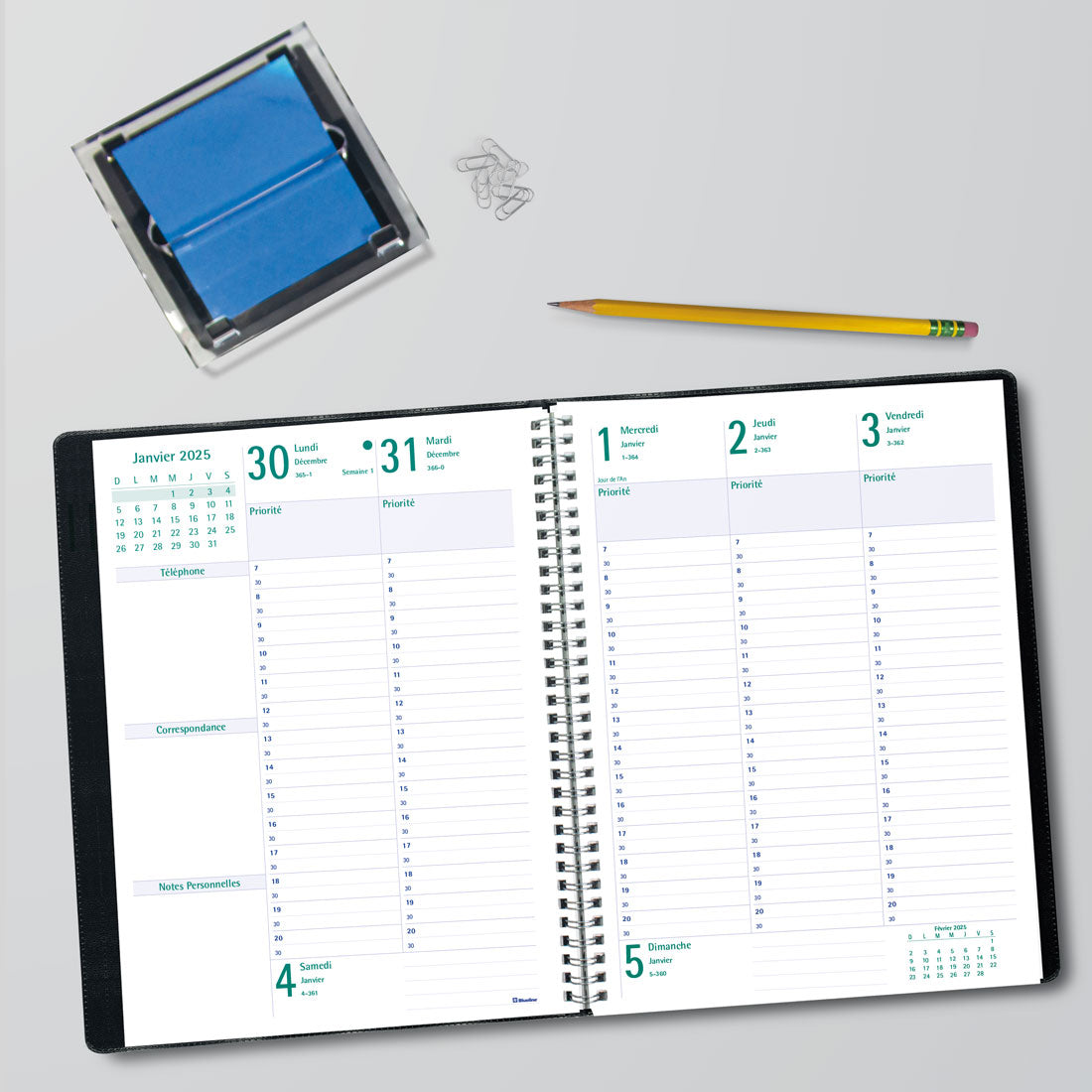 Timanager® Weekly Planner 2025, (French version), Black, C5900.81F