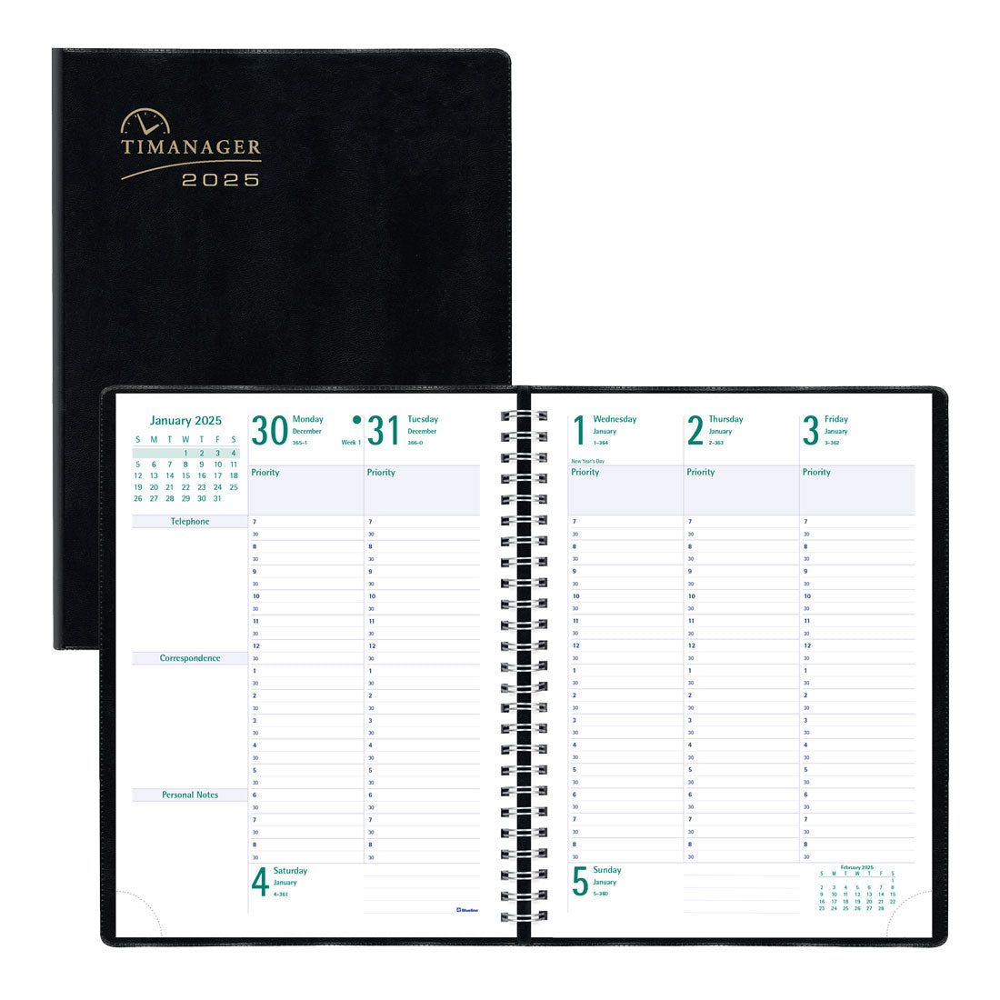 Timanager® Weekly Planner 2025, English, Black, C5900.81