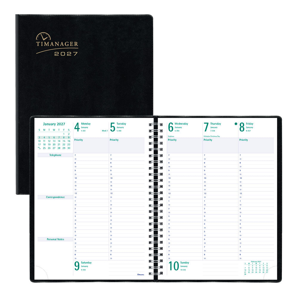Timanager® Weekly/Monthly Appointment Book, 2027, English , 13 MonthsC5900.81-27 Blueline C5900.81
