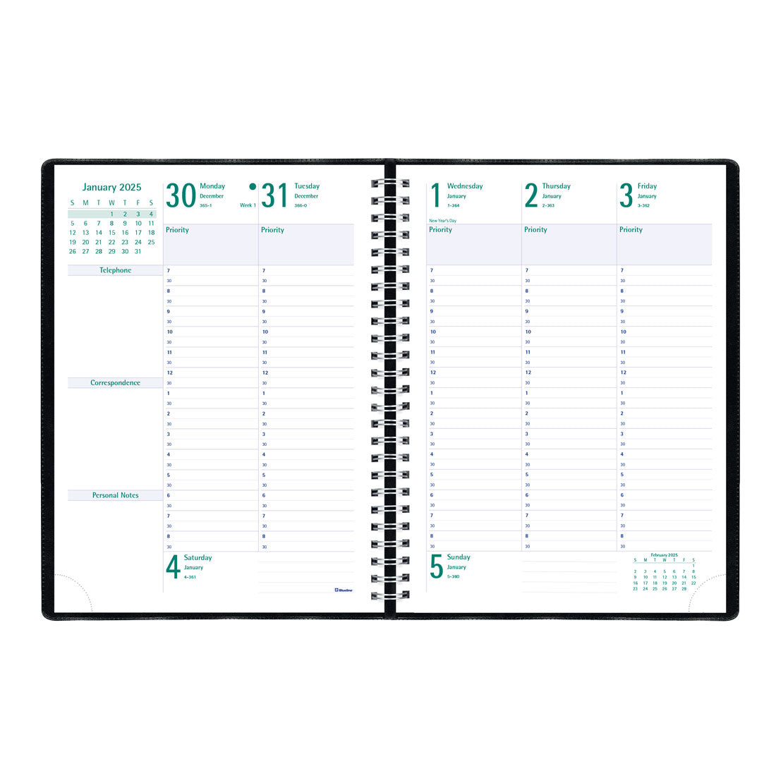 Timanager® Weekly Planner 2025, English, Black, C5900.81