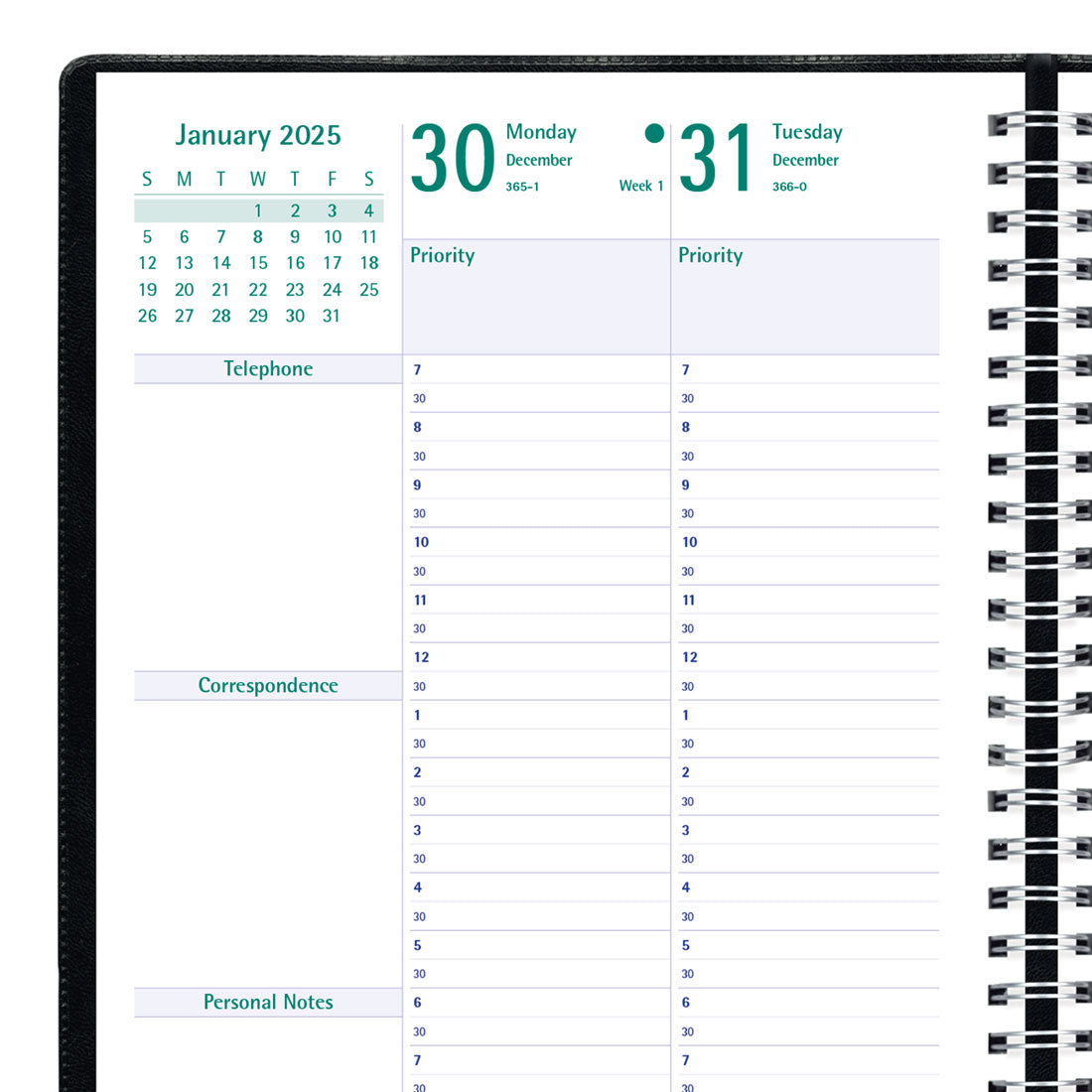 Timanager® Weekly Planner 2025, English, Black, C5900.81