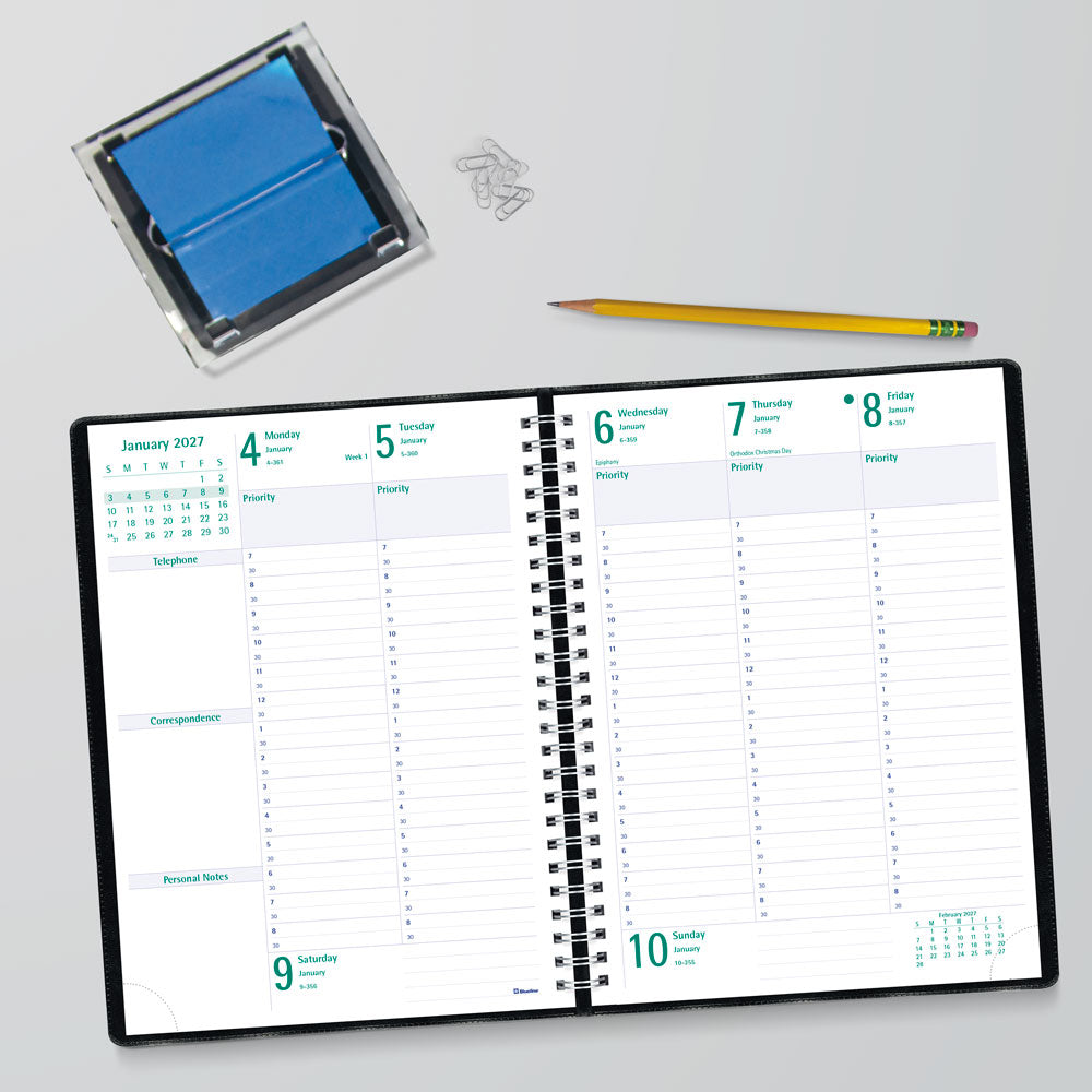 Timanager® Weekly/Monthly Appointment Book, 2027, English , 13 MonthsC5900.81-27 Blueline C5900.81