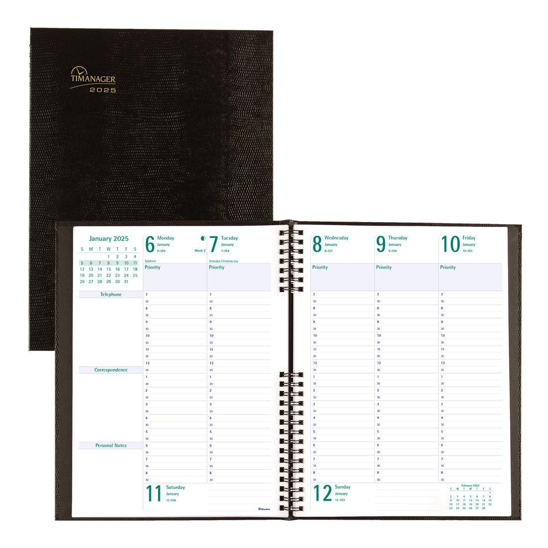 Timanager®/CoilPro Weekly Planner 2025, English, Black, C5905.81
