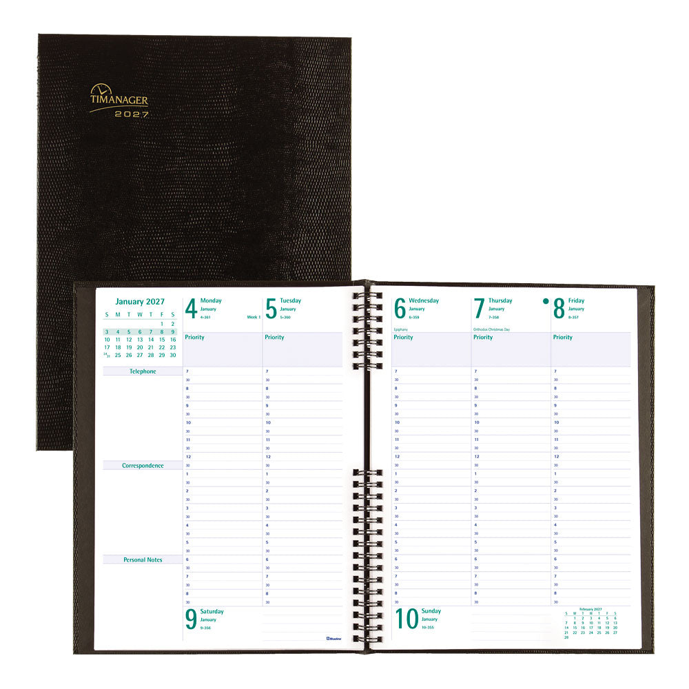 Timanager® Weekly/Monthly Appointment Book, 2027, English, 13 Months C5905.81-27 Blueline C5905.81
