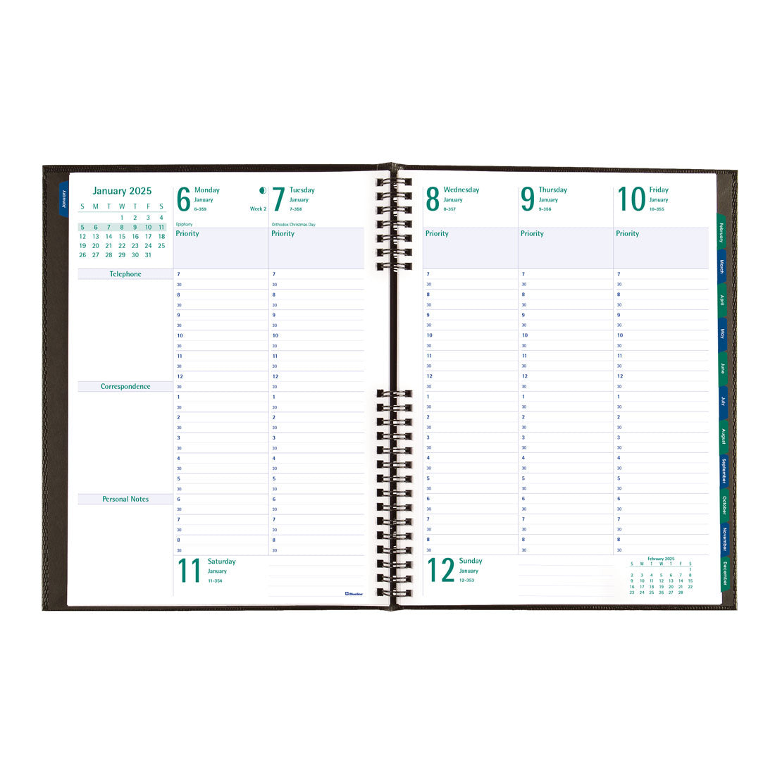 Timanager®/CoilPro Weekly Planner 2025, English, Black, C5905.81