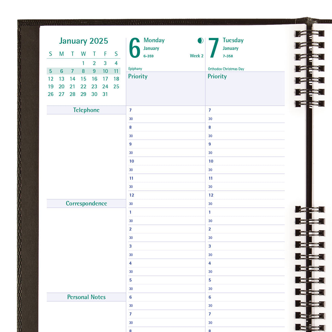 Timanager®/CoilPro Weekly Planner 2025, English, Black, C5905.81