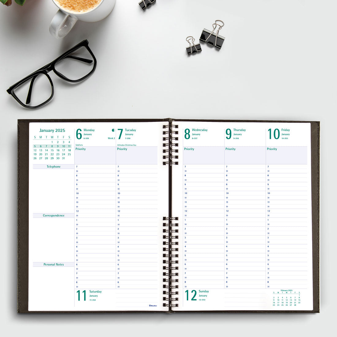 Timanager®/CoilPro Weekly Planner 2025, English, Black, C5905.81