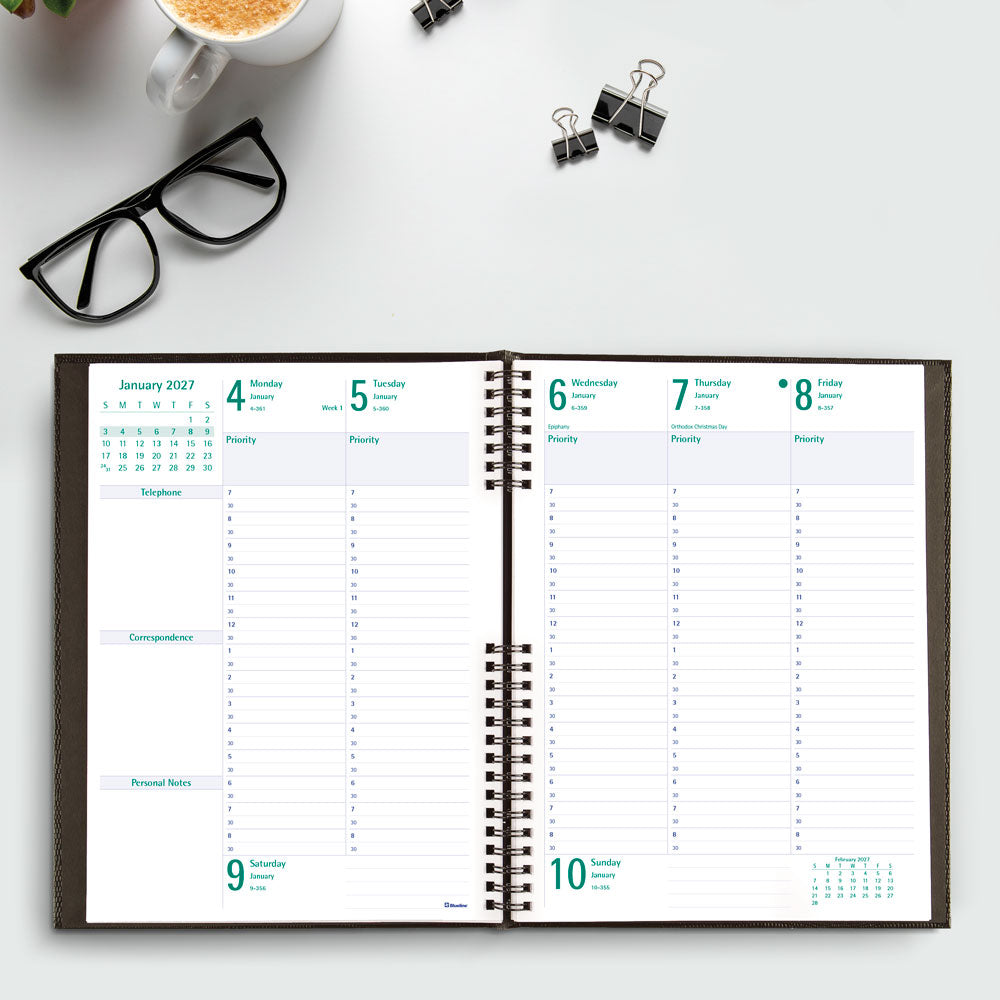 Timanager® Weekly/Monthly Appointment Book, 2027, English, 13 Months C5905.81-27 Blueline C5905.81