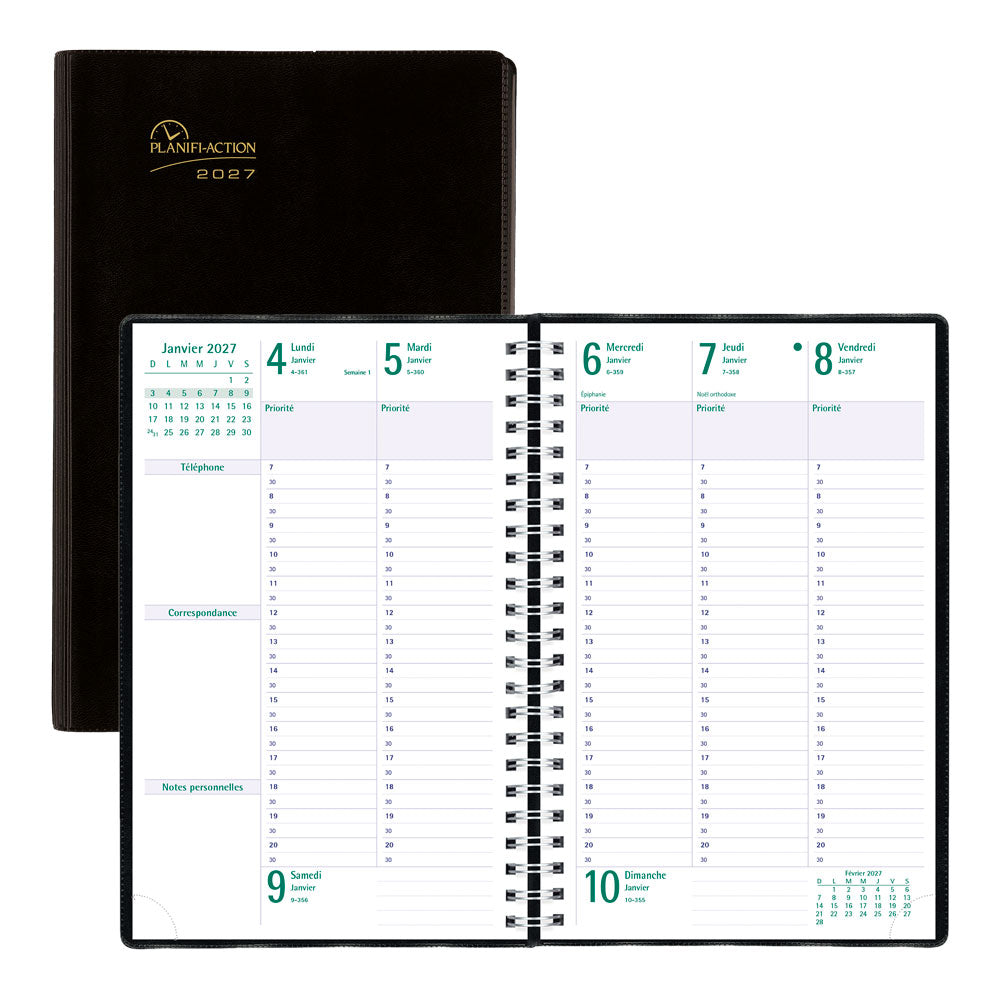 Timanager® Weekly/Monthly Appointment Book, 2027, French, 13 Months C5910.81F-27 Blueline C5910.81F