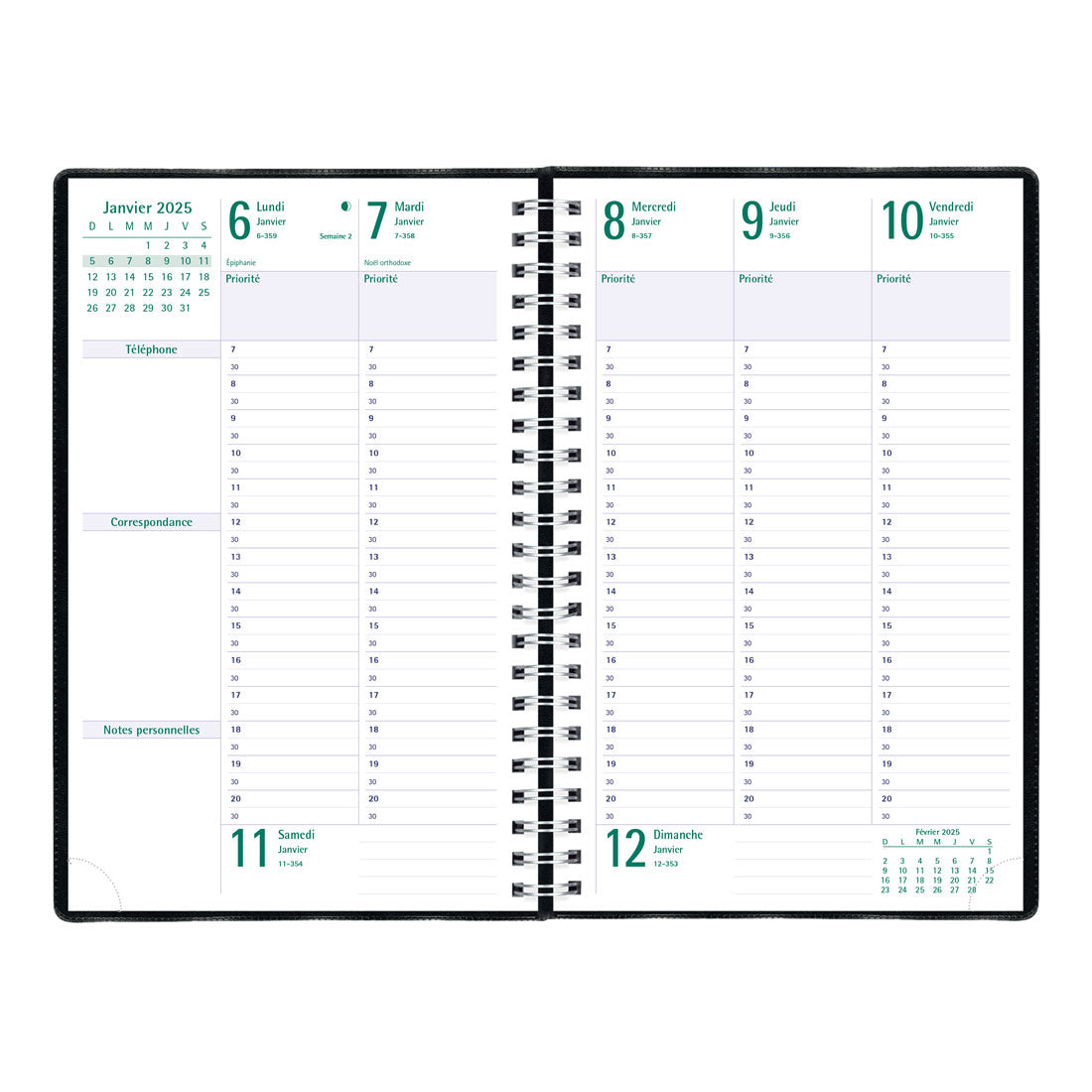 Timanager® Weekly Planner 2025, (French version), Black, C5910.81F