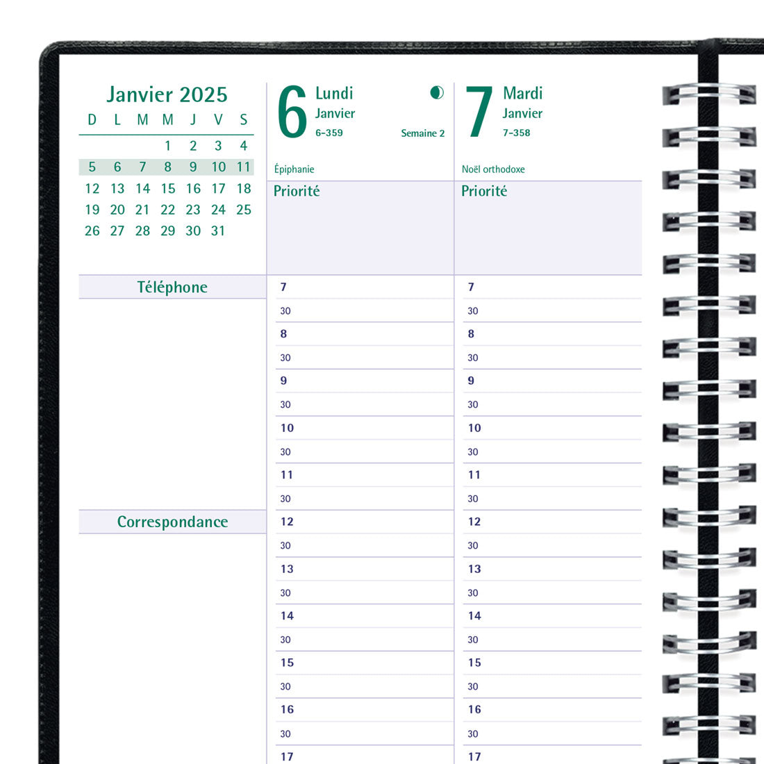 Timanager® Weekly Planner 2025, (French version), Black, C5910.81F