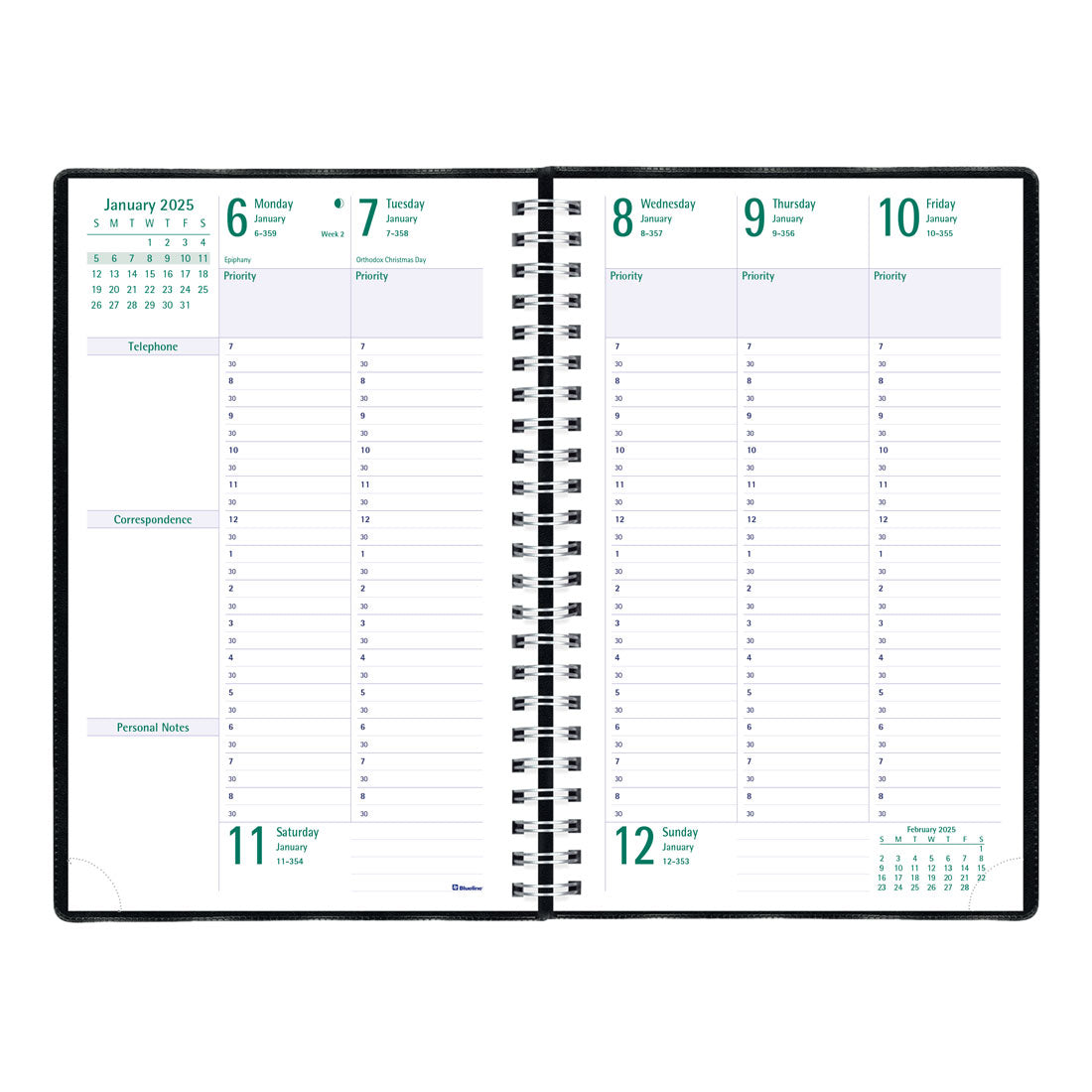 Timanager® Weekly Planner 2025, English, Black, C5910.81