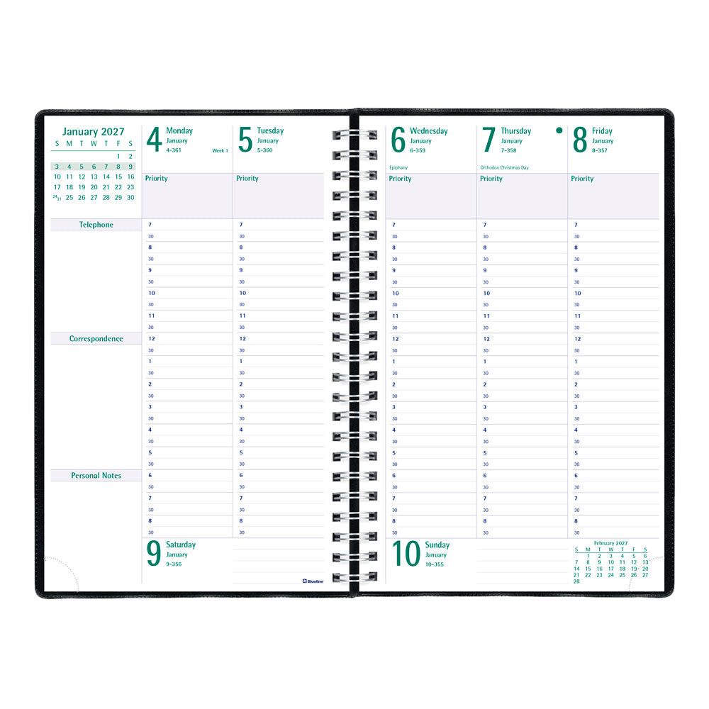 Timanager® Weekly/Monthly Appointment Book, 2027, English, 13 Months C5910.81-27 Blueline C5910.81