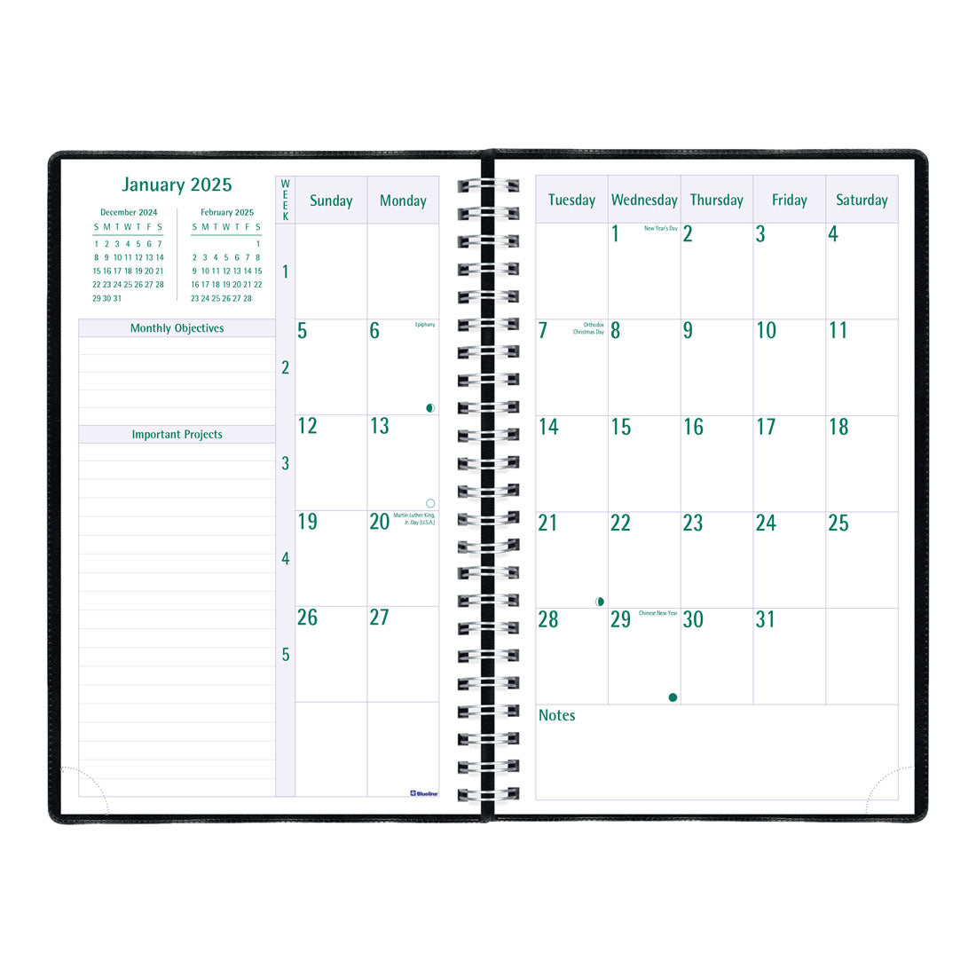 Timanager® Weekly Planner 2025, English, Black, C5910.81