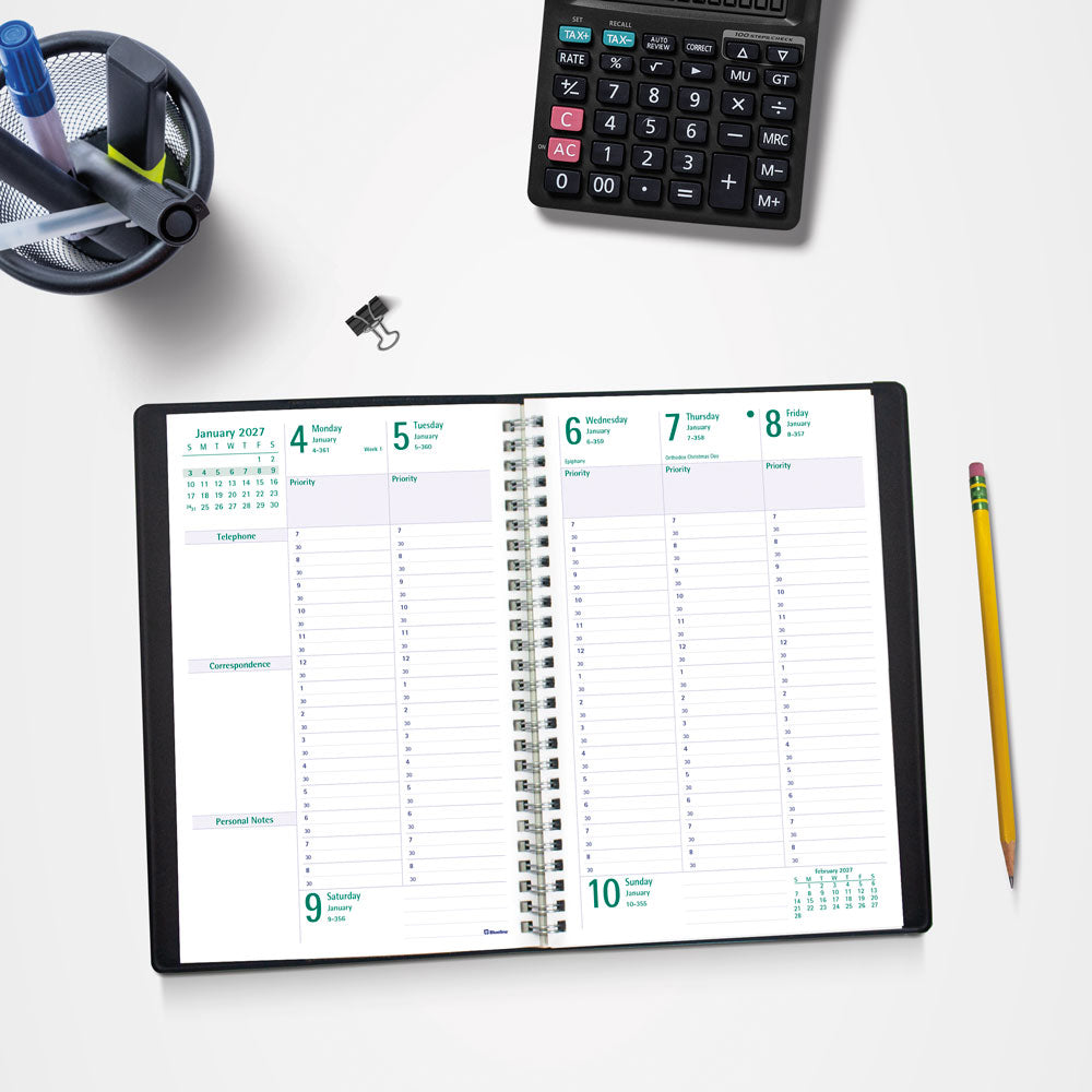Timanager® Weekly/Monthly Appointment Book, 2027, English, 13 Months C5910.81-27 Blueline C5910.81