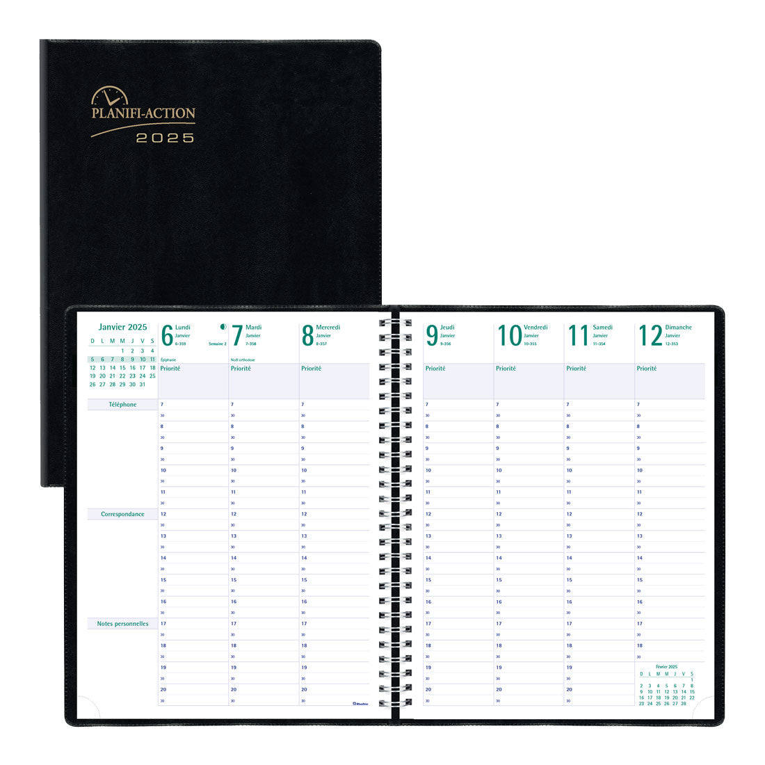 Timanager® Weekly Planner 2025, (French version), Black, C5930.81FT