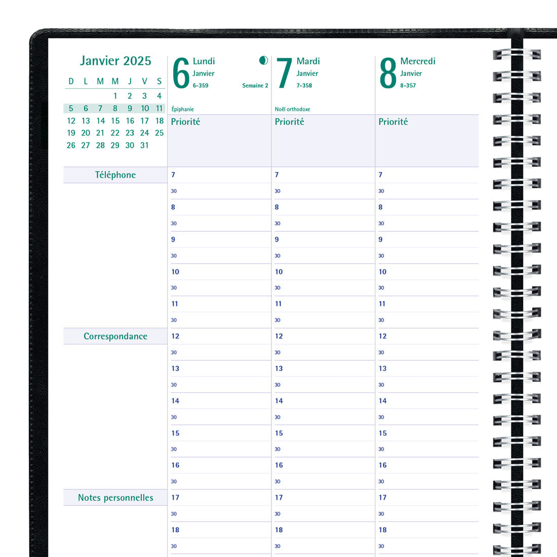 Timanager® Weekly Planner 2025, (French version), Black, C5930.81FT