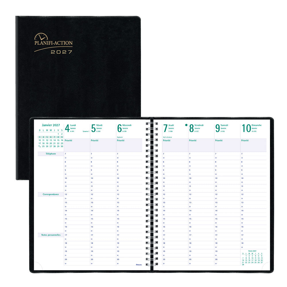 Timanager® Weekly/Monthly Appointment Book, 2027, French, 13 Months C5930.81FT-27 Blueline C5930.81FT