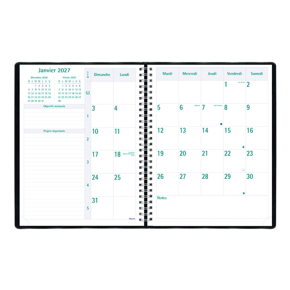 Timanager® Weekly/Monthly Appointment Book, 2027, French, 13 Months C5930.81FT-27 Blueline C5930.81FT