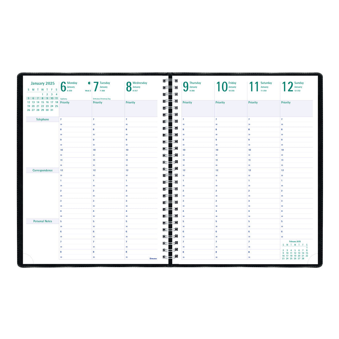 Timanager® Weekly Planner 2025, English, Black, C5930.81T