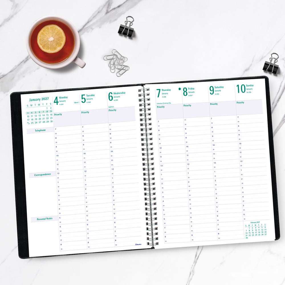 Timanager® Weekly/Monthly Appointment Book, 2027, English, 13 Months C5930.81T-27 Blueline C5930.81T