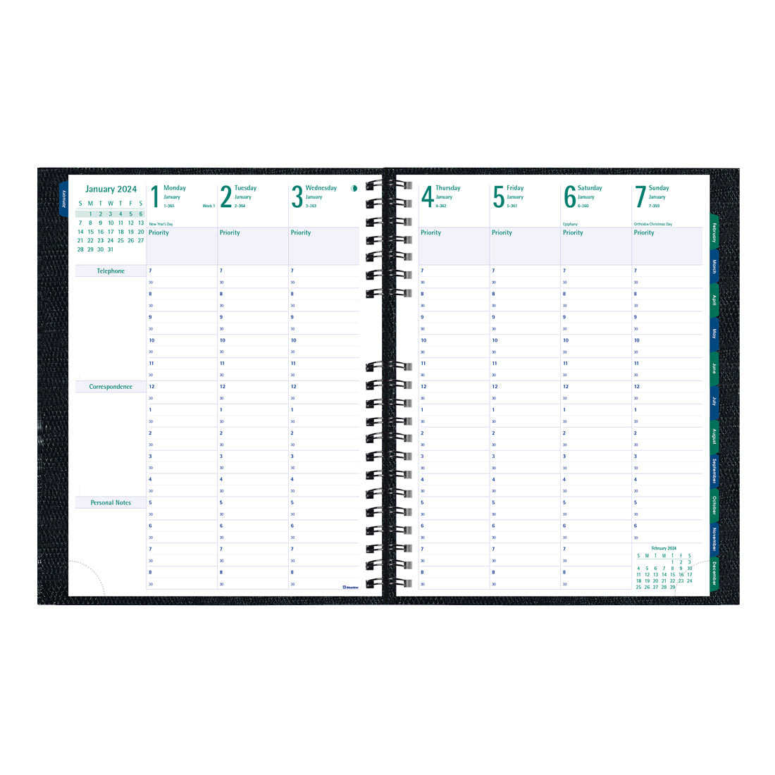 Timanager®/CoilPro Weekly Planner 2024, English, Black
