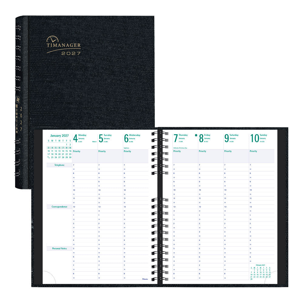 Timanager® Weekly/Monthly Appointment Book, 2027, English, 13 Months C5930C.81-27 Blueline C5930C.81