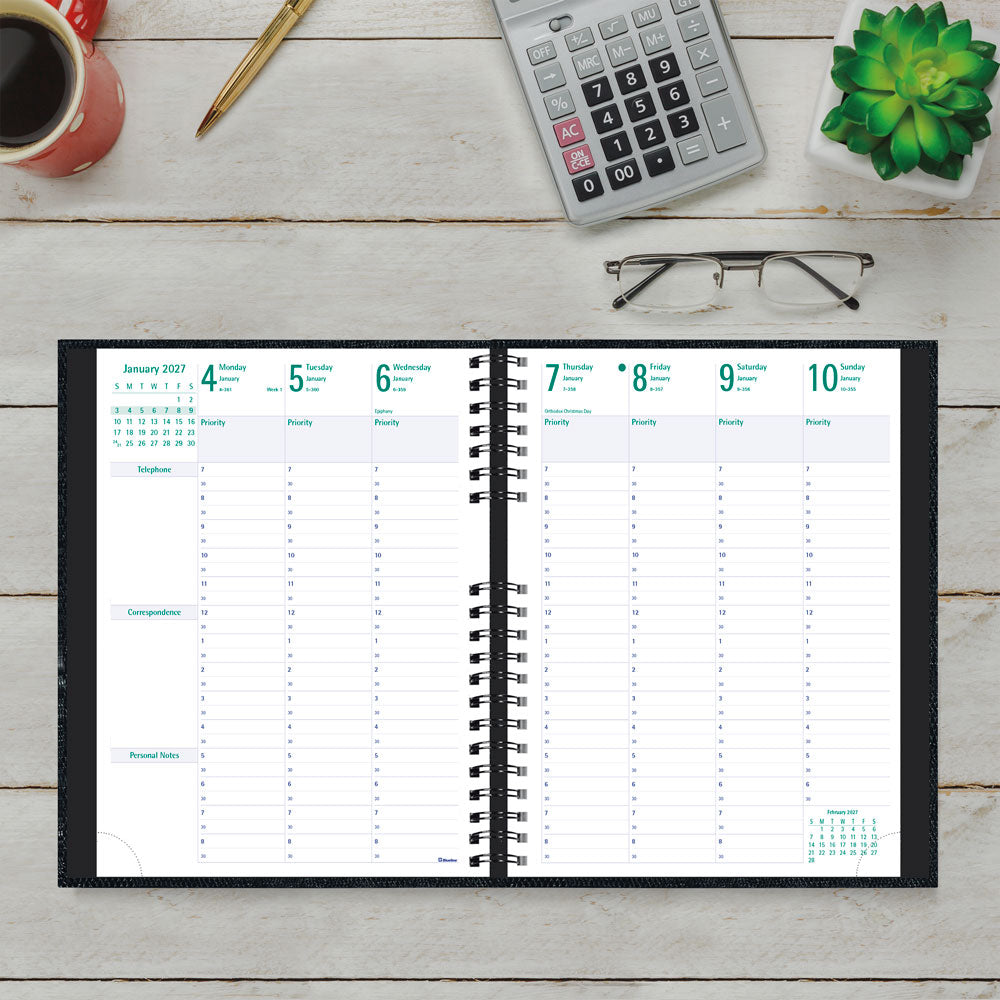 Timanager® Weekly/Monthly Appointment Book, 2027, English, 13 Months C5930C.81-27 Blueline C5930C.81