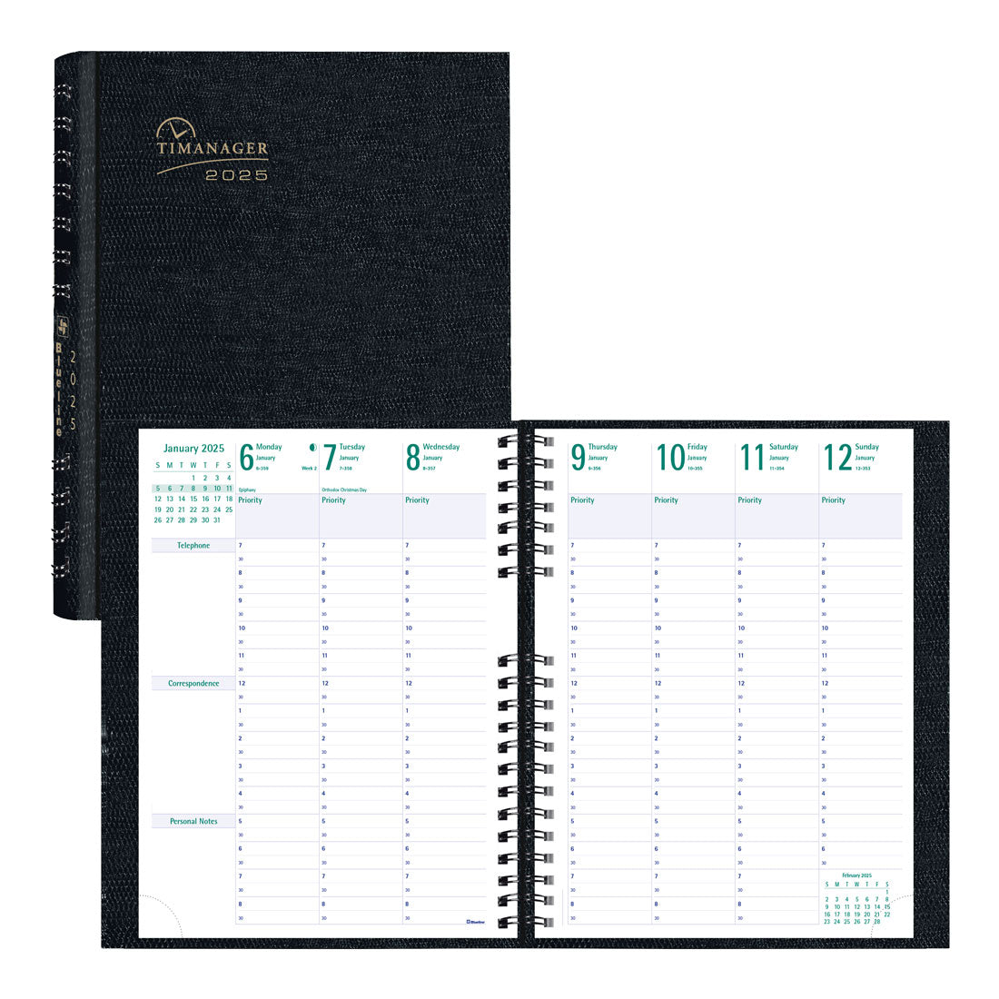 Timanager®/CoilPro Weekly Planner 2025, English, Black, C5930C.81