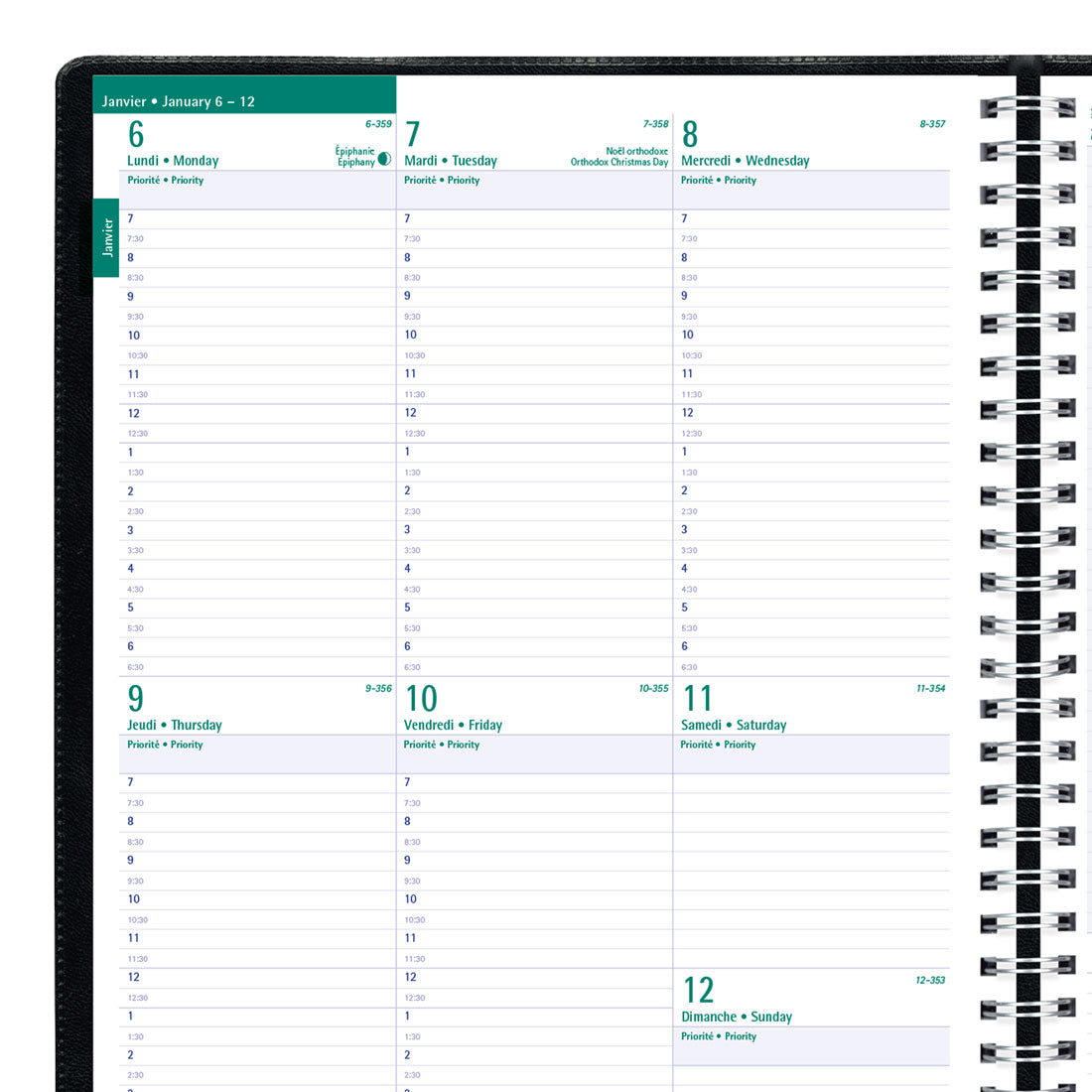 Timanager® Weekly Planner 2025, Bilingual, Black, C5933.81BT