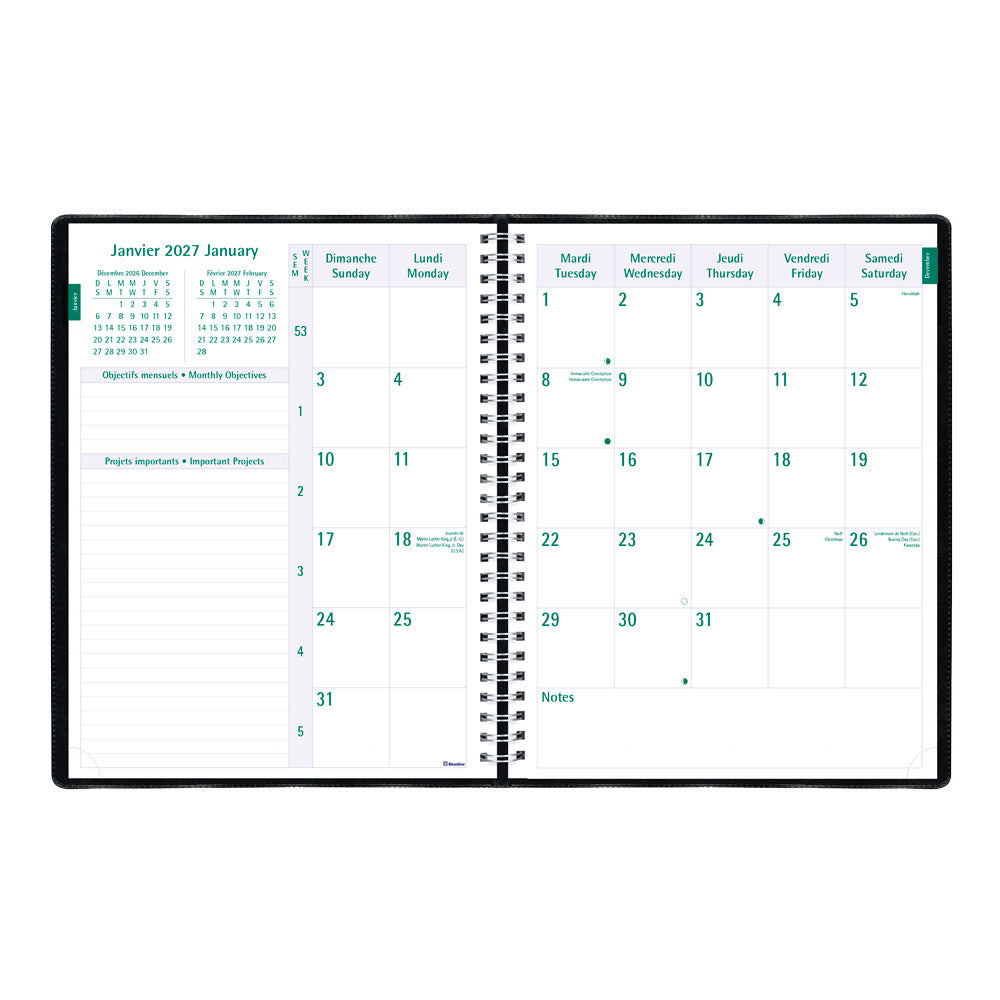 Timanager® Weekly/Monthly Appointment Book, 2027, Bilingual, 13 Months C5933.81BT-27 Blueline C5933.81BT