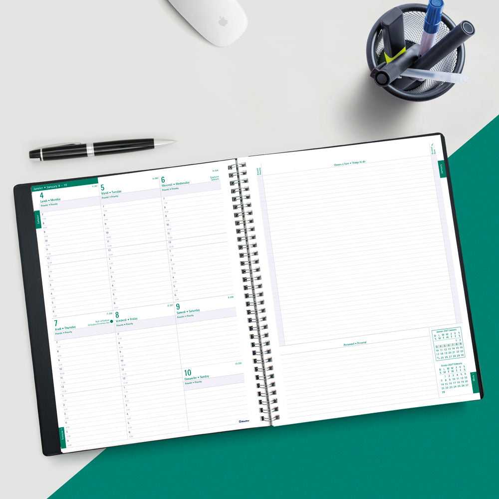 Timanager® Weekly/Monthly Appointment Book, 2027, Bilingual, 13 Months C5933.81BT-27 Blueline C5933.81BT