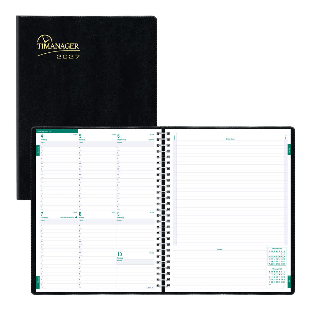 Timanager® Weekly/Monthly Appointment Book, 2027, English, 13 Months C5933.81T-27 Blueline C5933.81T