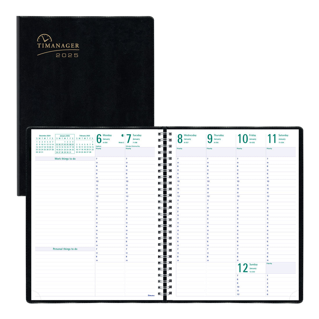 Timanager® Weekly Planner 2025, English, Black (C5940.81T-25)