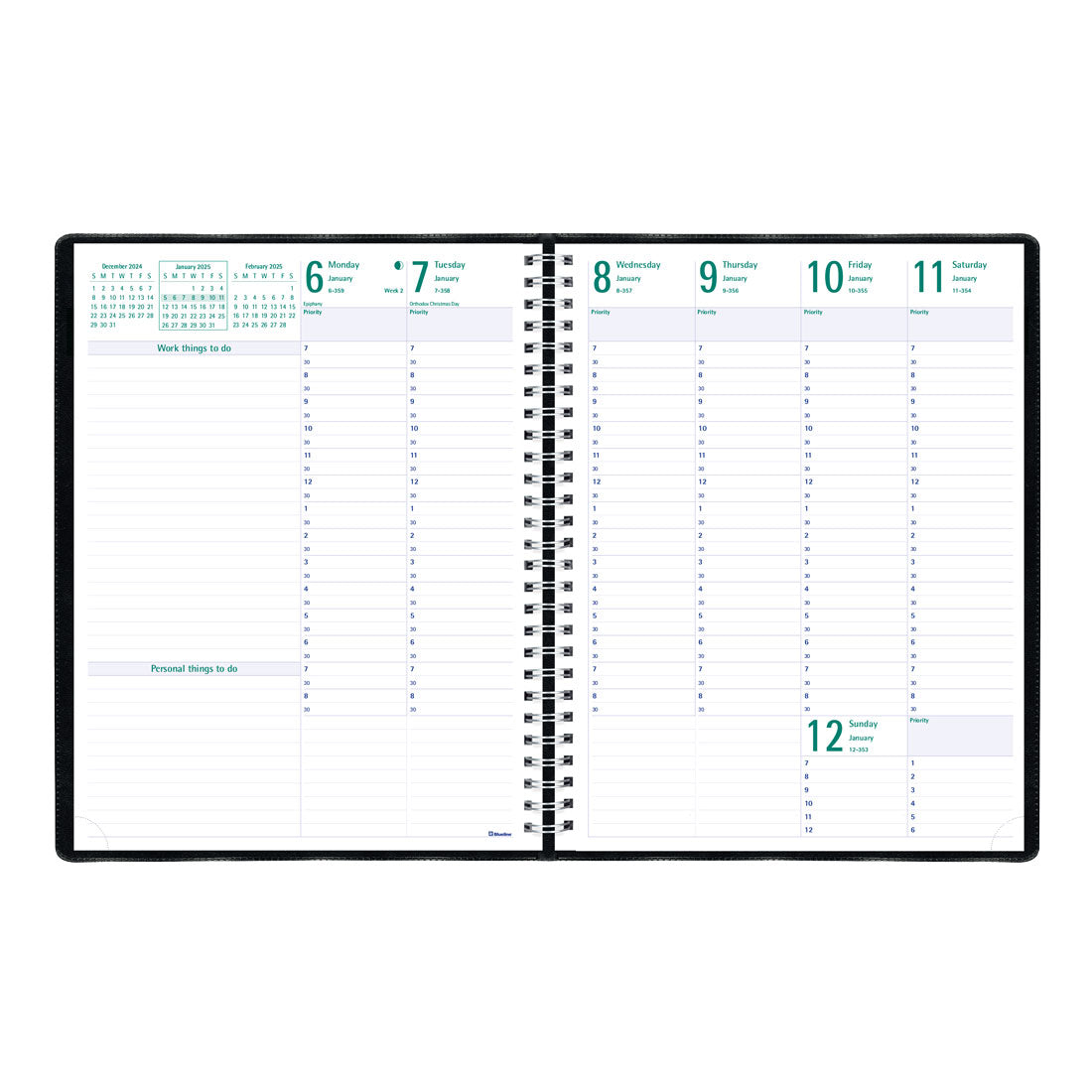 Timanager® Weekly Planner 2025, English, Black (C5940.81T-25)